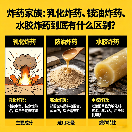 港口炸药家族：乳化炸药、铵油炸药、水胶炸药到底有什么区别？